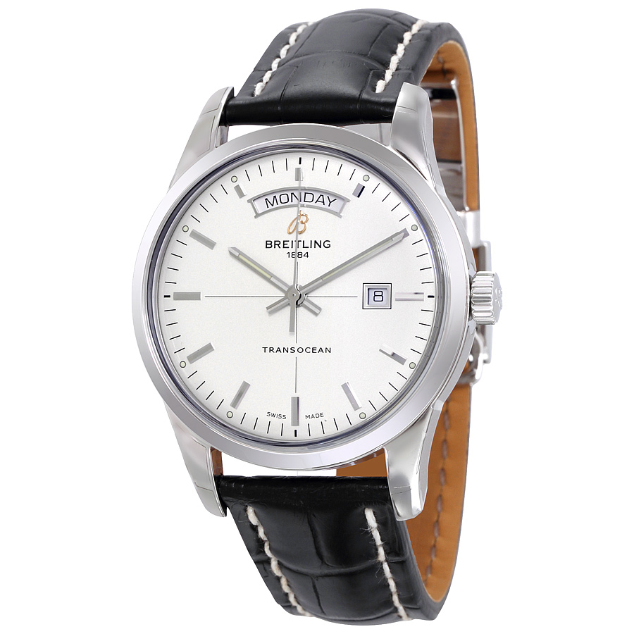 Breitling Transocean Day & Date Automatic Silver Dial Black Dial Men's Watch A4531012-G751BKCD