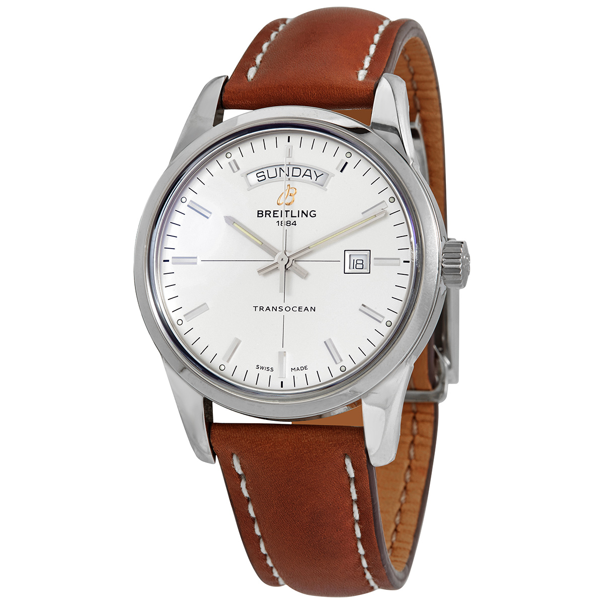 Breitling Transocean Day & Date Automatic Silver Dial Men's Watch A4531012/G751/438X/A