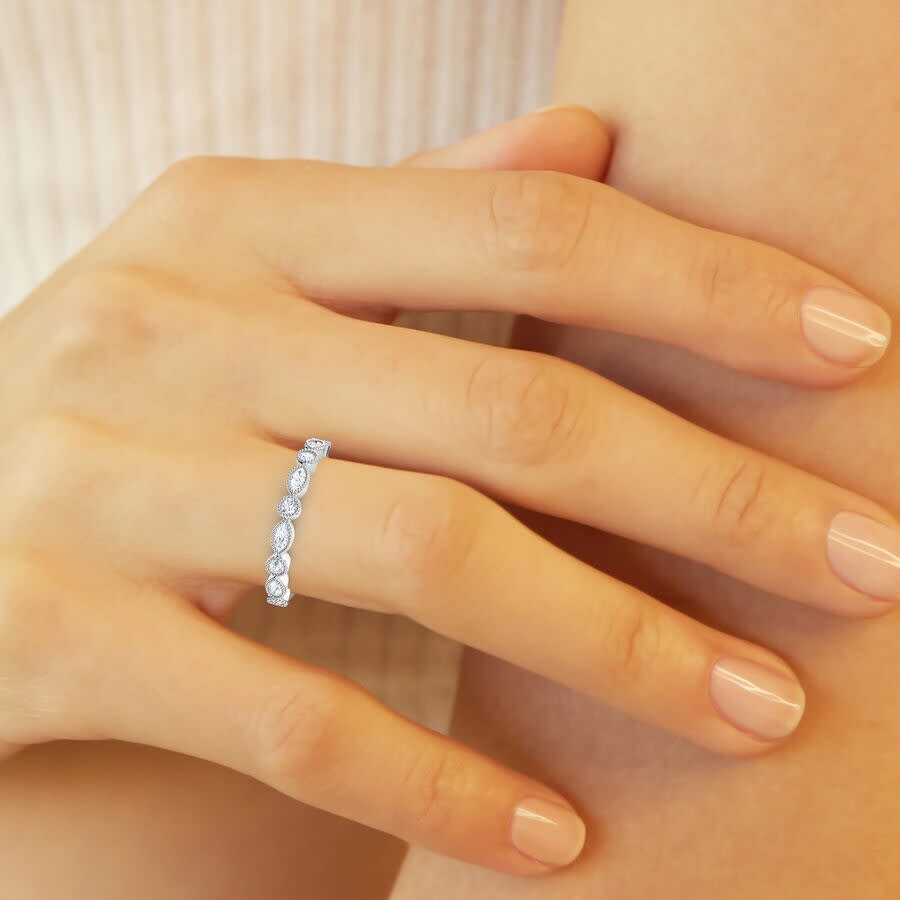 Brilliant Diamond 0.25 Carat 14k White Gold Stackable Diamond Ring For Women Lab Grown Diamond Wed