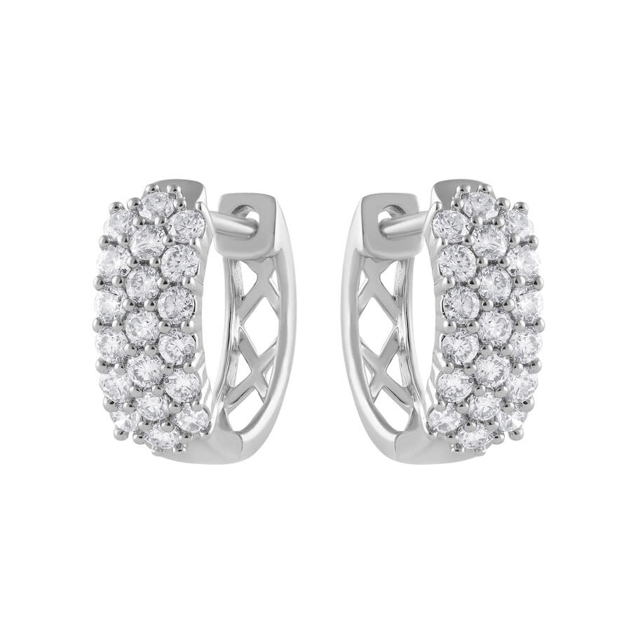 Brilliant Diamond 0.50 Cttw Multi-row Round-cut Lab Grown Diamond Hoop Earrings For Women In 14kt Wh In White