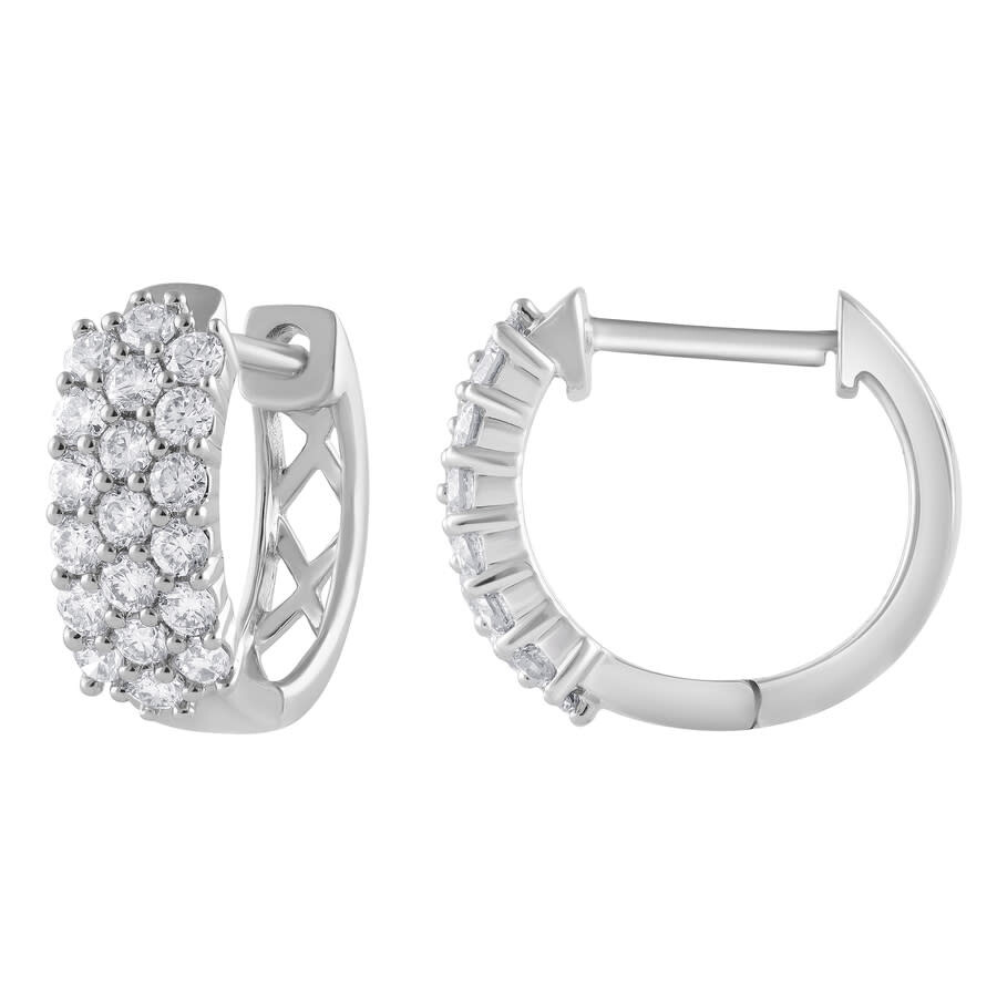Brilliant Diamond 0.50 Cttw Multi-row Round-cut Lab Grown Diamond Hoop Earrings For Women In 14kt Wh In White