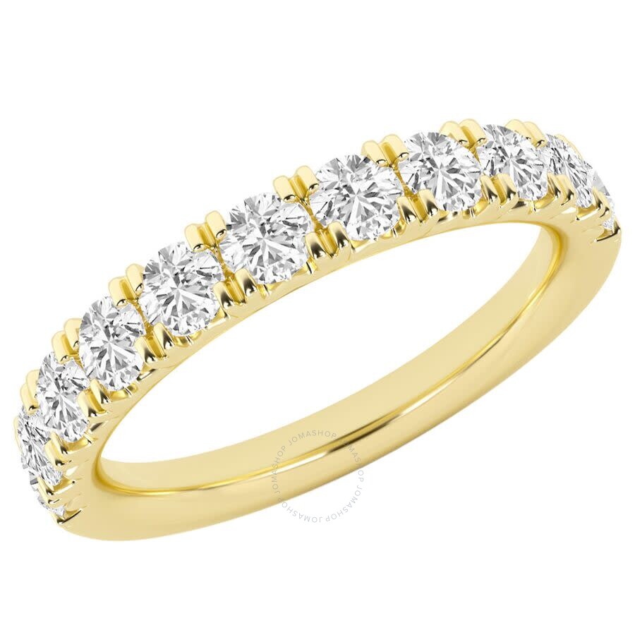 Brilliant Diamond 1.00 Carat 14k Yellow Gold French Pave Diamond Ring For Women  Lab Grown Diamond