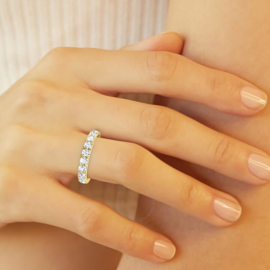 Brilliant Diamond 1.00 Carat 14k Yellow Gold French Pave Diamond Ring For Women  Lab Grown Diamond