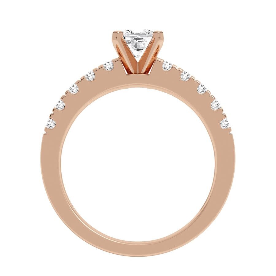 Brilliant Diamond 1.00 Carat Cushion & Round Cut Lab Grown Diamond Side Stone Engagement Ring (f-g