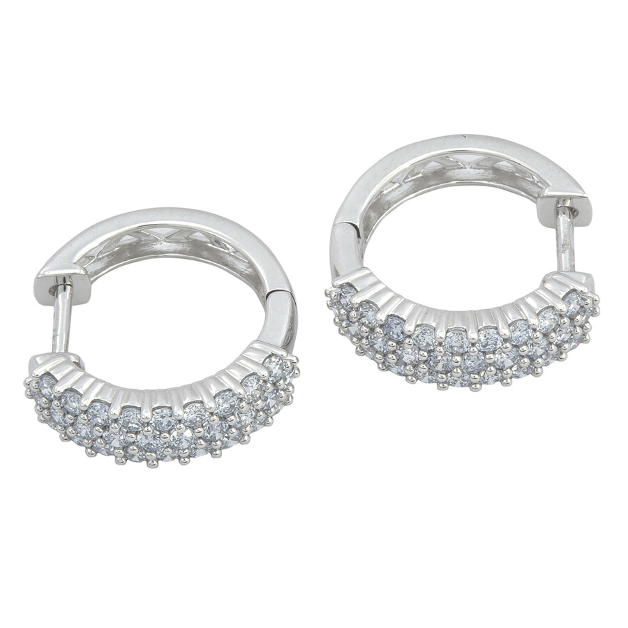 Brilliant Diamond 1.00 Cttw Multi-row Round-cut Lab Grown Diamond Hoop Earrings For Women In 14kt Wh In White