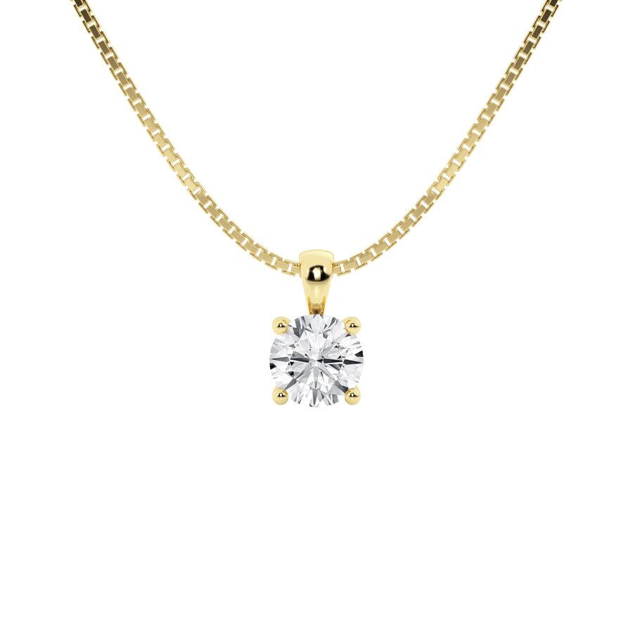 Brilliant Diamond 1/2 Carat Round Lab Grown Diamond Solitaire Pendant In 14k Yellow Gold In Yellow