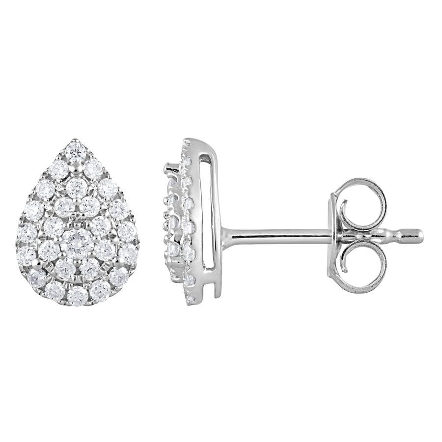 Brilliant Diamond 1/3 Carat Lab Grown Halo Diamond Stud Earrings In Sterling Silver In Silver