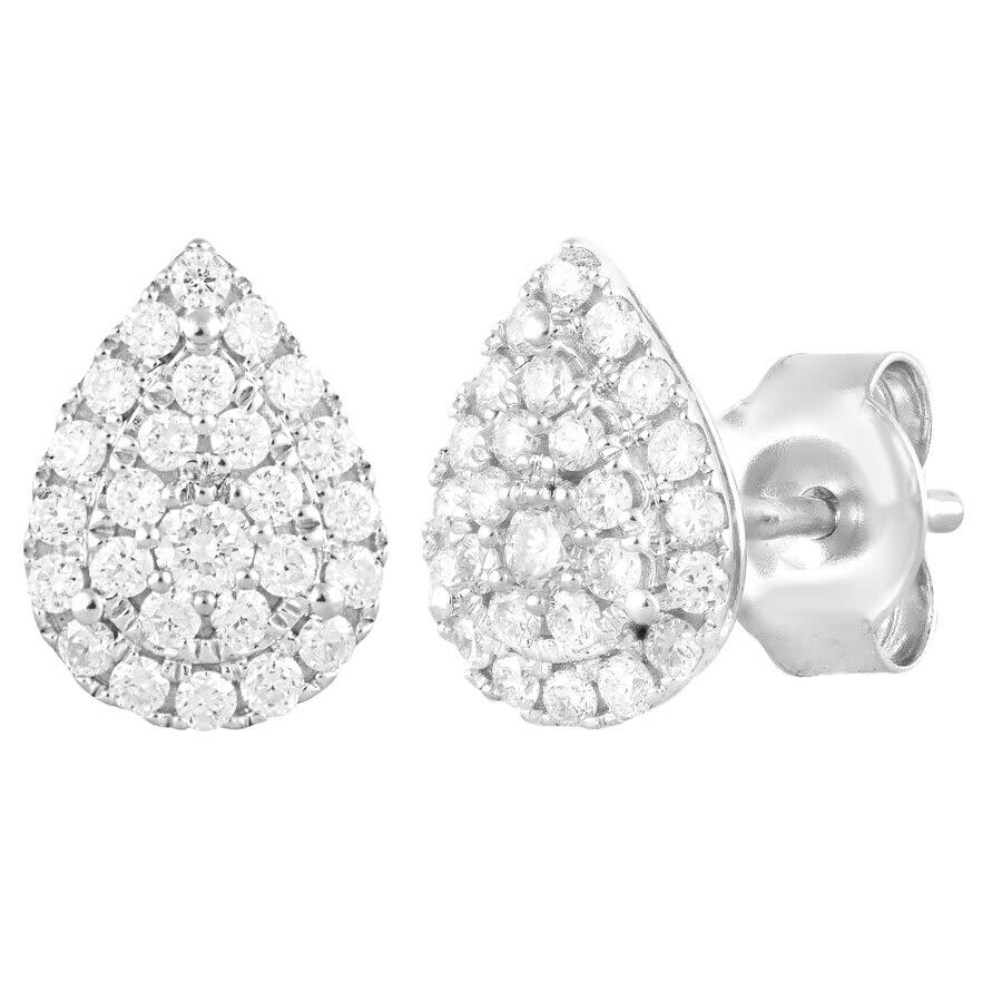 Brilliant Diamond 1/3 Carat Lab Grown Halo Diamond Stud Earrings In Sterling Silver In Silver