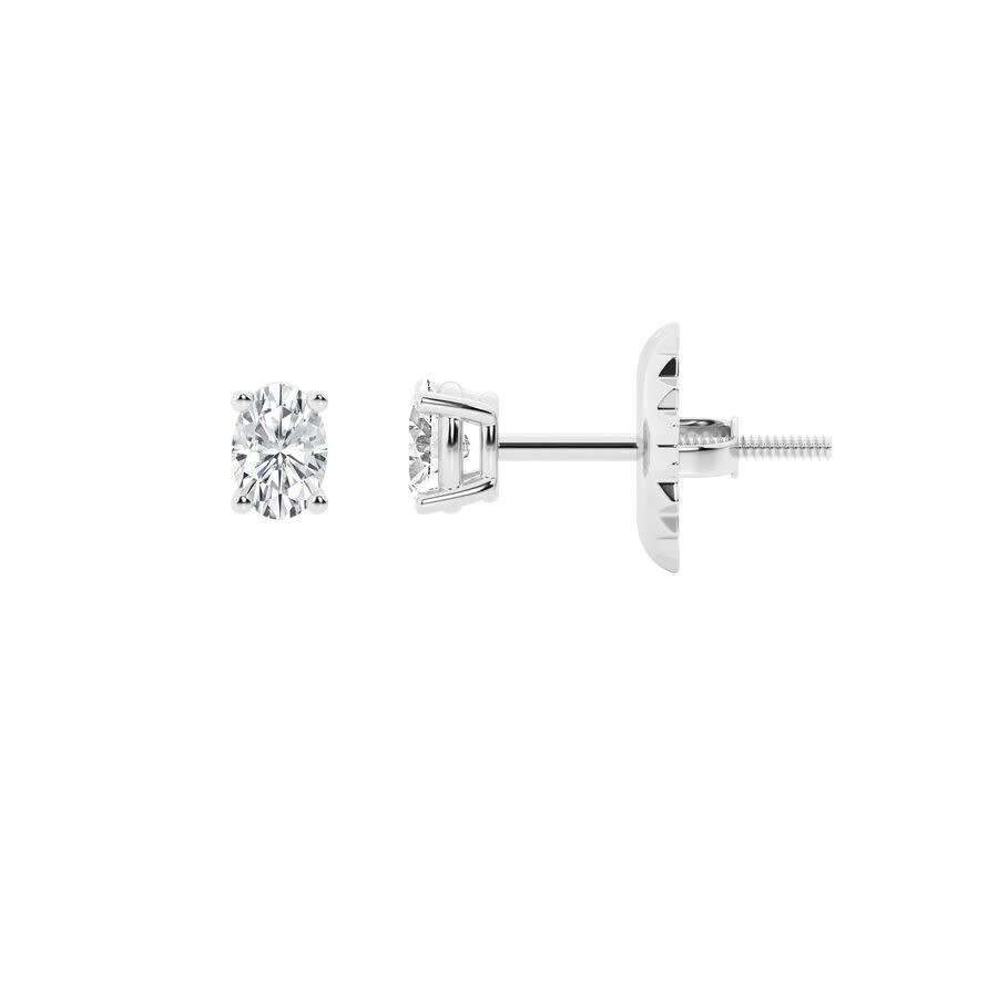 Brilliant Diamond 14k White Gold Igi Certified 0.50 Carat Oval Cut Lab Grown Diamond Stud Earrings F In White