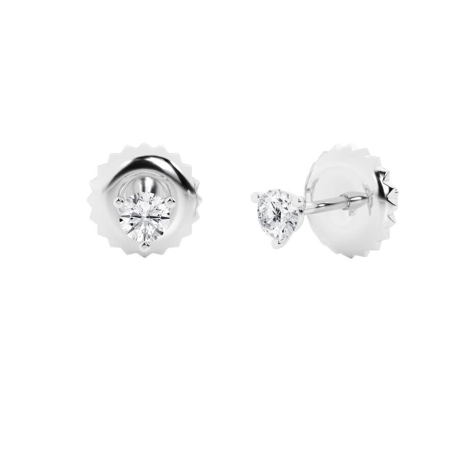 Brilliant Diamond 14k White Gold Igi Certified 0.50 Carat Round Cut Lab Grown Diamond Stud Earrings In White