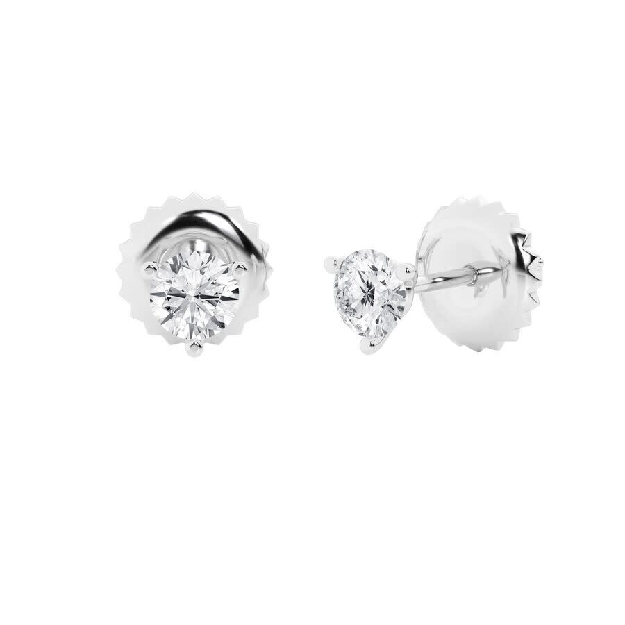 Brilliant Diamond 14k White Gold Igi Certified 1 Carat Round Cut Lab Grown Diamond Stud Earrings For In White