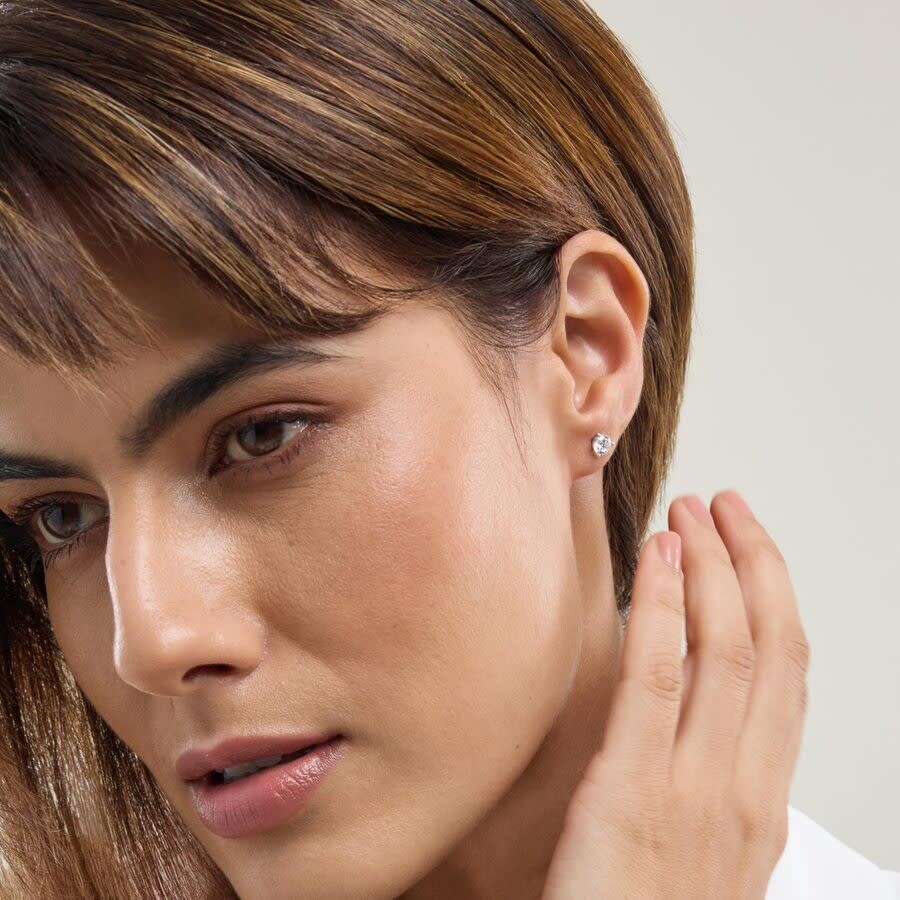 Brilliant Diamond 14k White Gold Igi Certified 1 Carat Round Cut Lab Grown Diamond Stud Earrings For In White