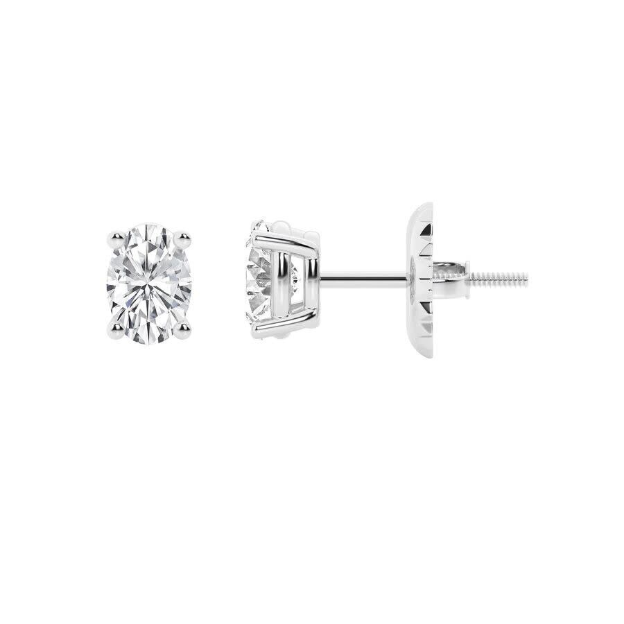 Brilliant Diamond 14k White Gold Igi Certified 1.50 Carat Oval Cut Lab Grown Diamond Stud Earrings F In White