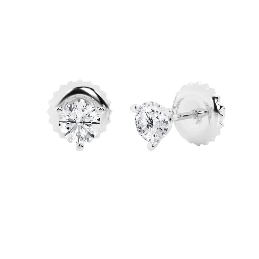 Brilliant Diamond 14k White Gold Igi Certified 1.50 Carat Round Cut Lab Grown Diamond Stud Earrings In White