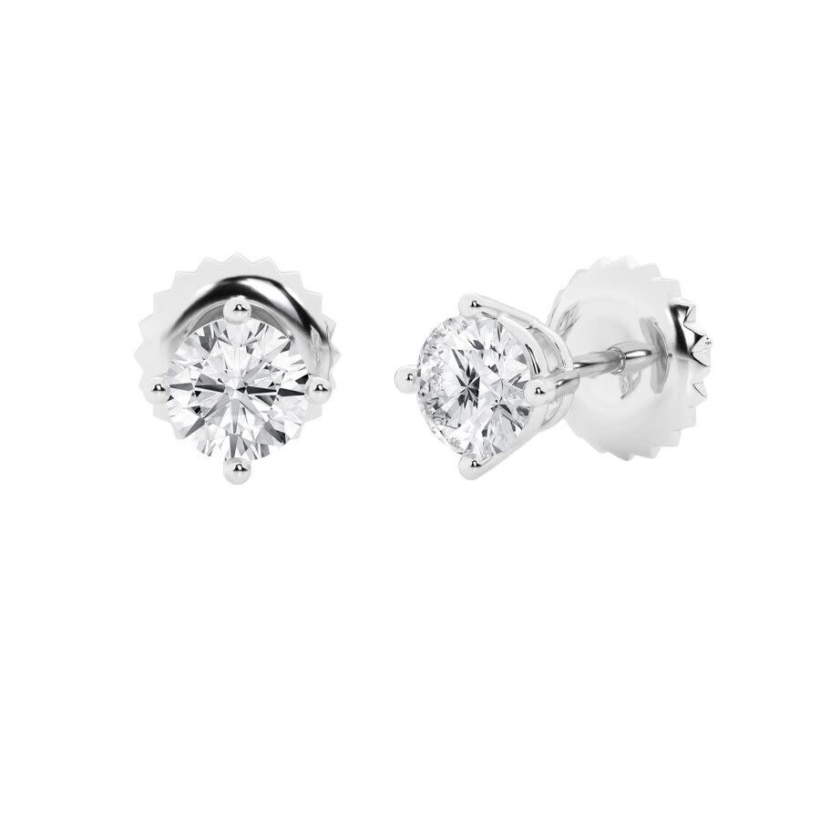 Brilliant Diamond 14k White Gold Igi Certified 2 Carat Round Cut Lab Grown Diamond Stud Earrings For In White