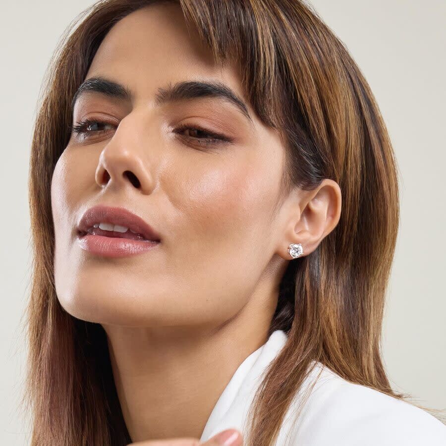 Brilliant Diamond 14k White Gold Igi Certified 6 Carat Round Cut Lab Grown Diamond Stud Earrings For In White