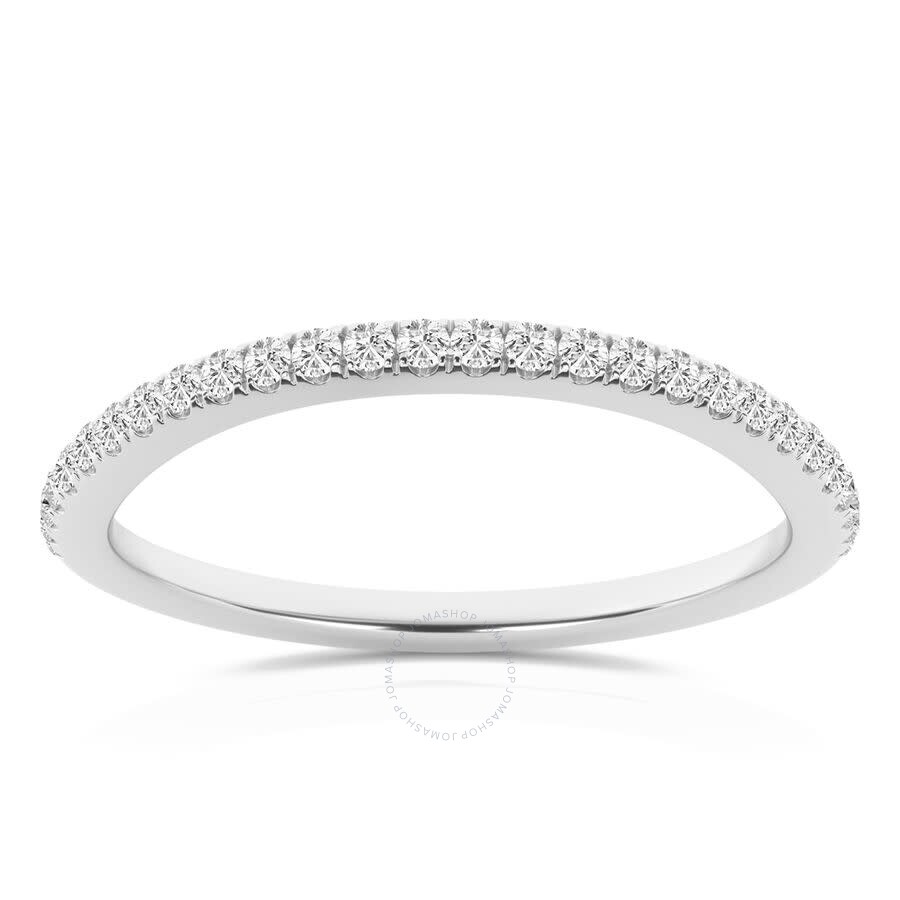 Brilliant Diamond 14k White Gold Ring 0.17 Carat Round Diamond Wedding Anniversary Band For Women La