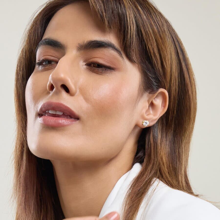 Brilliant Diamond 14k Yellow Gold Igi Certified 4 Carat Round Cut Lab Grown Diamond Stud Earrings Fo In Yellow