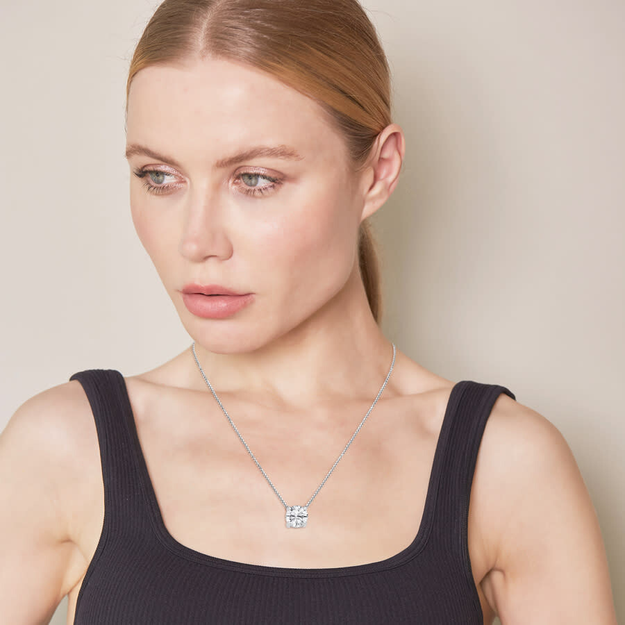 Brilliant Diamond 14kt White Gold 1.00 Carat Lab Grown Diamond Pendant Necklace For Women In White