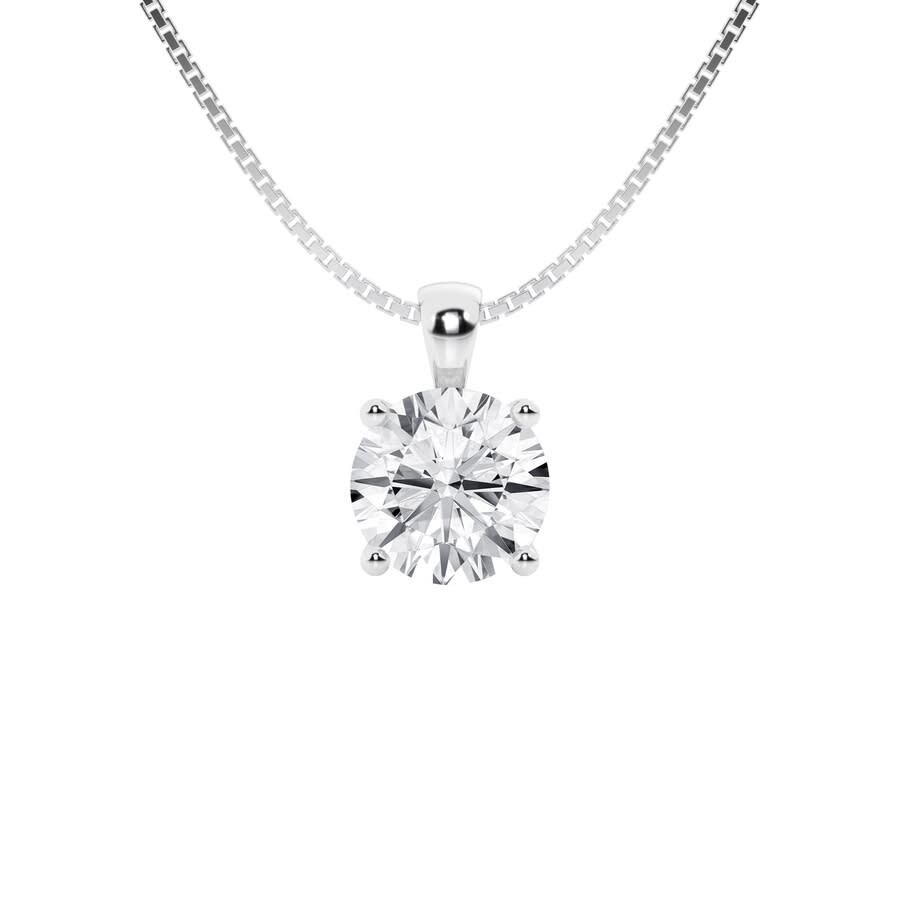 Brilliant Diamond 14kt White Gold 1.50 Carat Lab Grown Diamond Pendant Necklace For Women In White