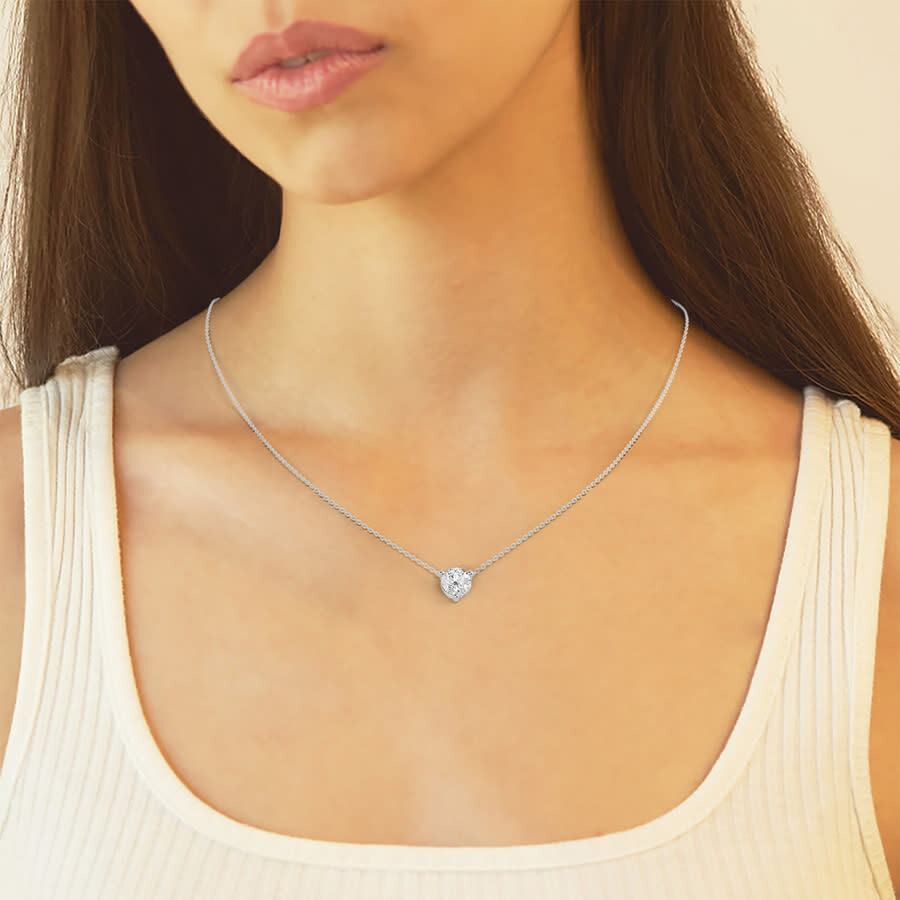 Brilliant Diamond 14kt White Gold 2.00 Carat Lab Grown Diamond Pendant Necklace For Women In White