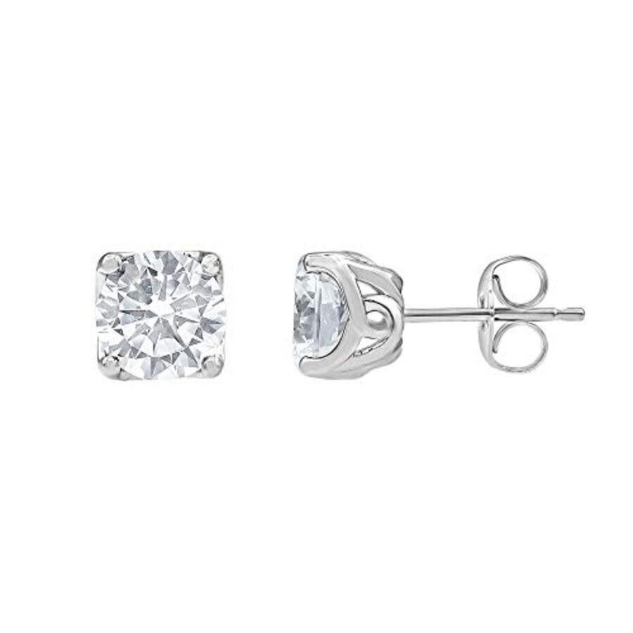 Brilliant Diamond 14kt White Gold 3.00 Carat Round Cut Lab Grown Diamond Stud Earrings For Women In White