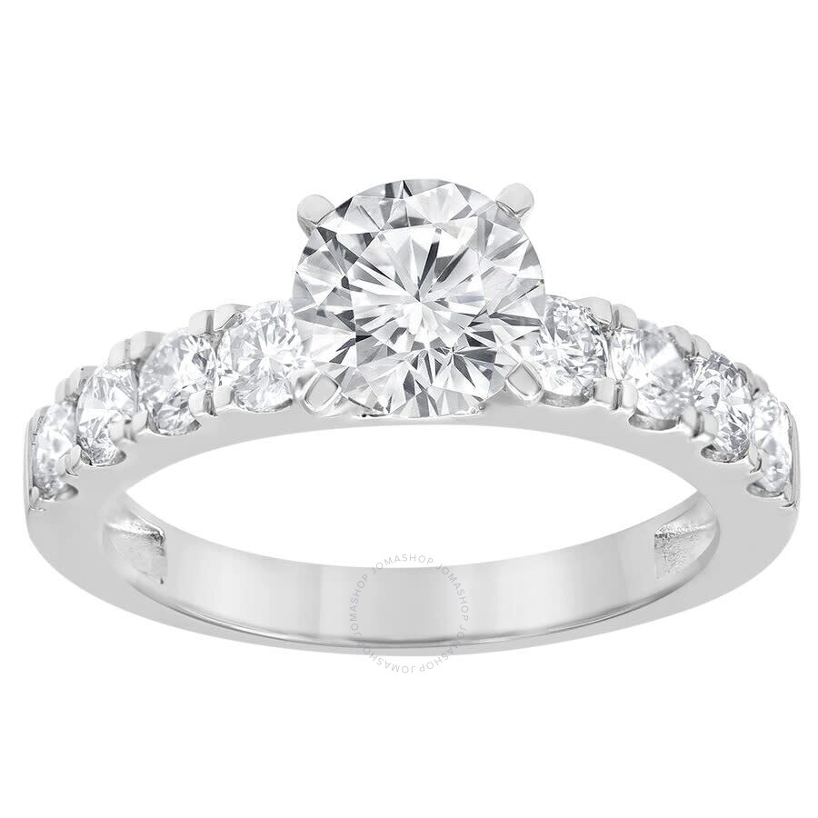 Brilliant Diamond 1.50 Cttw Prong Set 14k White Gold Round-cut Lab-grown Diamond Engagement Ring For