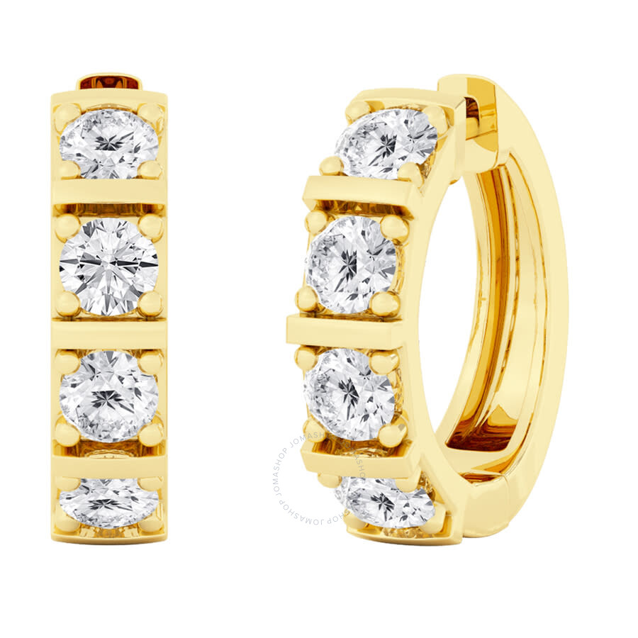 Brilliant Diamond 2 Carat Lab Grown Diamond Earrings For Women 14k Yellow Gold Huggie Hoop Earrings