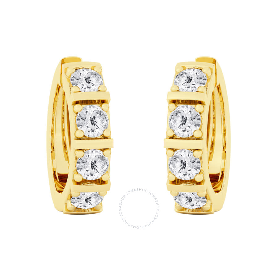 Brilliant Diamond 2 Carat Lab Grown Diamond Earrings For Women 14k Yellow Gold Huggie Hoop Earrings