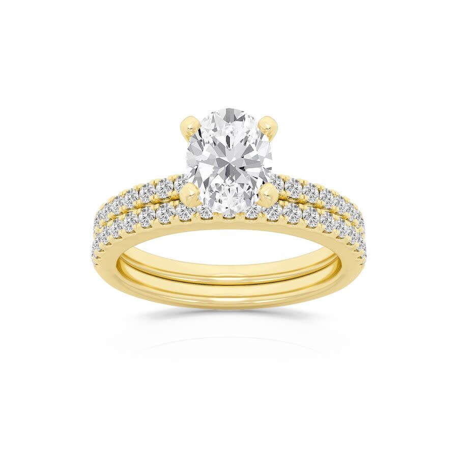 Brilliant Diamond 2 Carat Oval Diamond Wedding Engagement Ring Set For Women | Lab Grown Diamond Rin In Gold