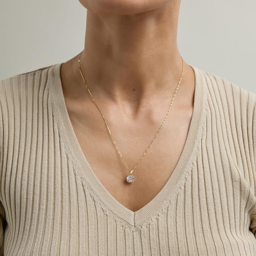 Brilliant Diamond 2 Carat Round Lab Grown Diamond Solitaire Pendant In 14k Yellow Gold In Yellow