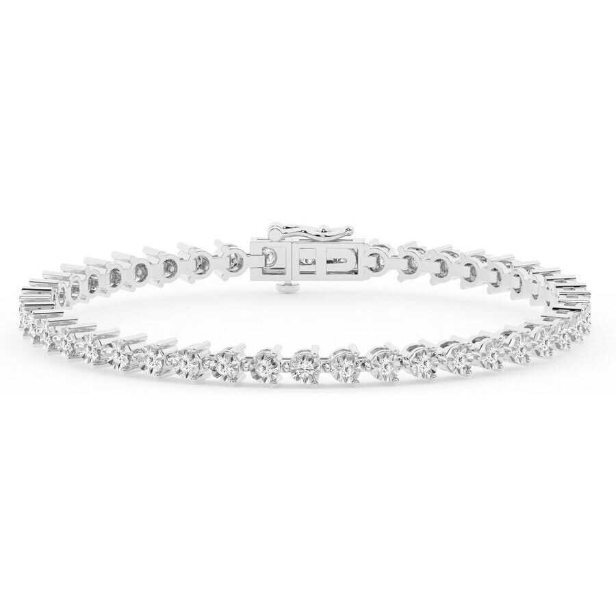 Brilliant Diamond 2 Carat Round Lab Grown Diamond Tennis Bracelet In Sterling Silver In Silver