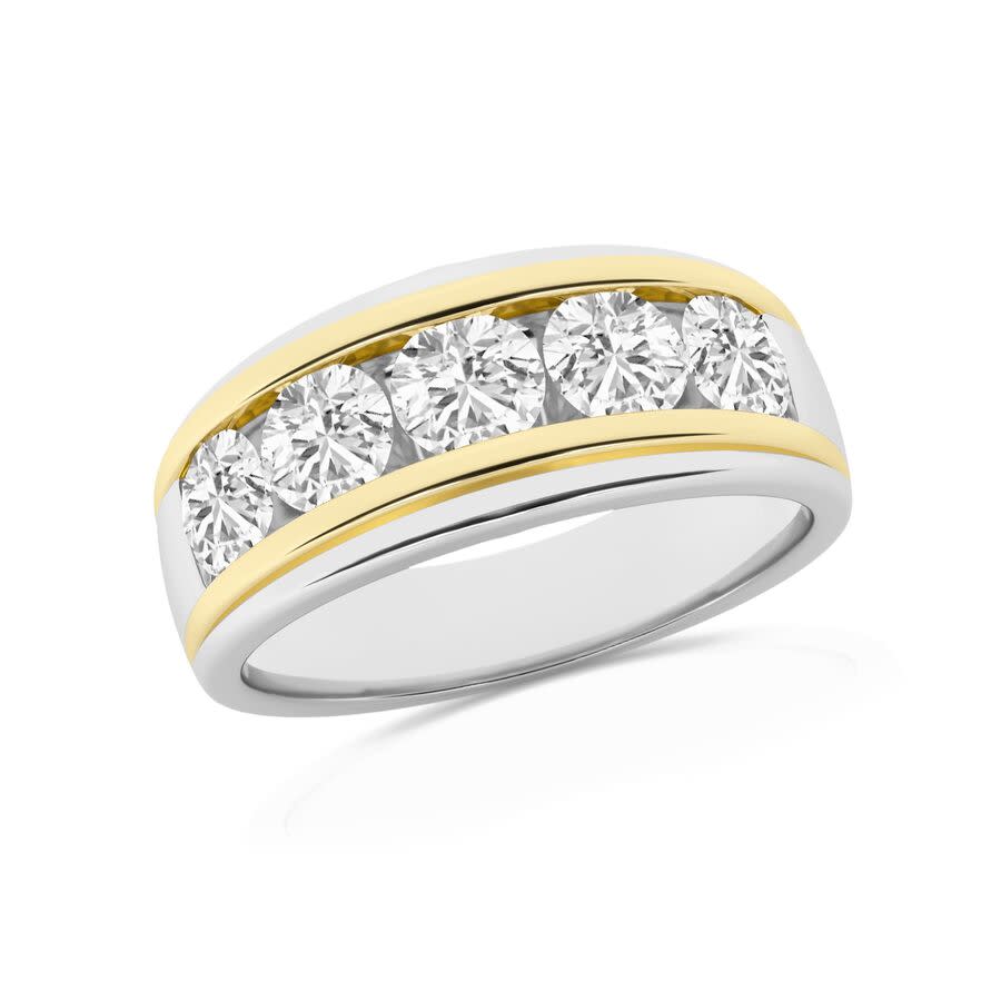 Brilliant Diamond 2.00 Carat 14K Yellow Gold Ring for Men Round Lab ...
