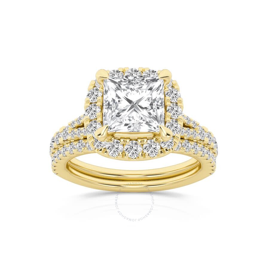 Brilliant Diamond 2.75 Carat Princess Diamond Halo Bridal Set For Women | Lab Grown Diamond Engageme