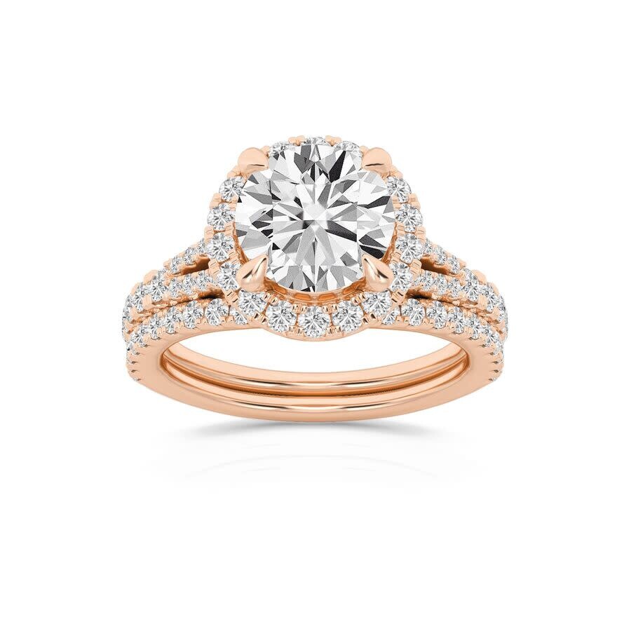 Brilliant Diamond 2.75 Carat Round Diamond Halo Bridal Set For Women | Lab Grown Diamond Engagement