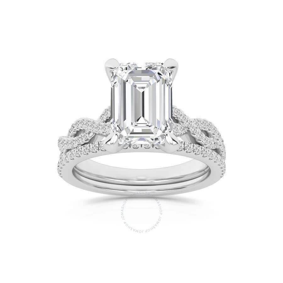 Brilliant Diamond 3.38 Carat Emerald Diamond Twist Bridal Set For Women | Lab Grown Diamond Engageme