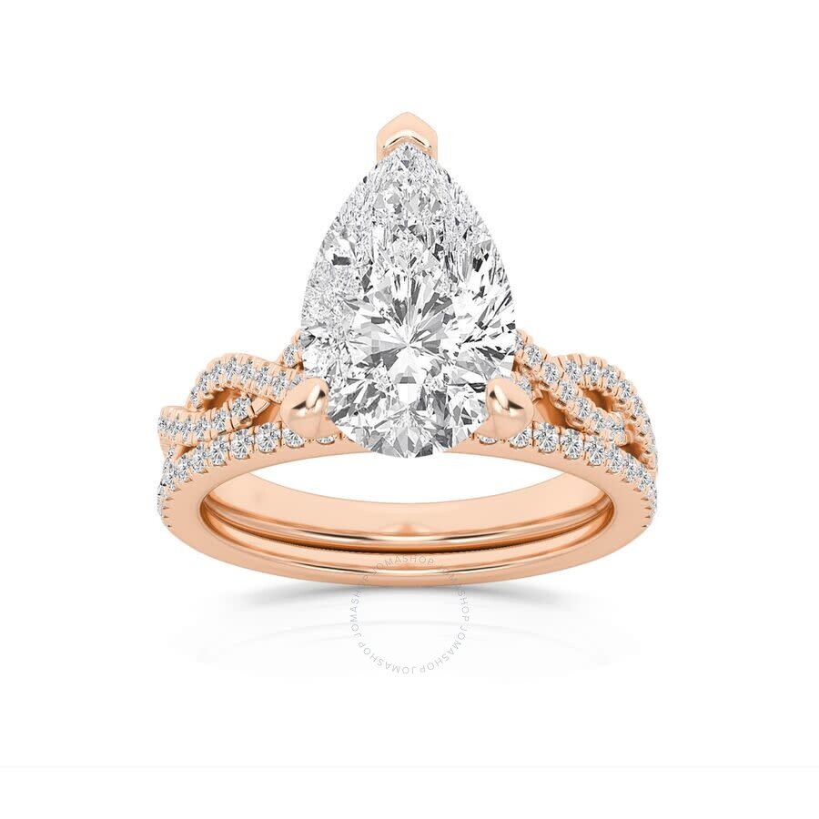 Brilliant Diamond 3.38 Carat Pear Diamond Twist Bridal Set For Women | Lab Grown Diamond Engagement