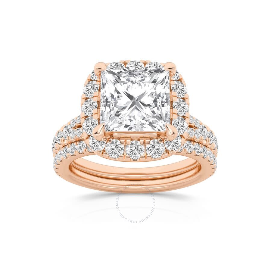 Brilliant Diamond 3.75 Carat Princess Diamond Halo Bridal Set For Women | Lab Grown Diamond Engageme
