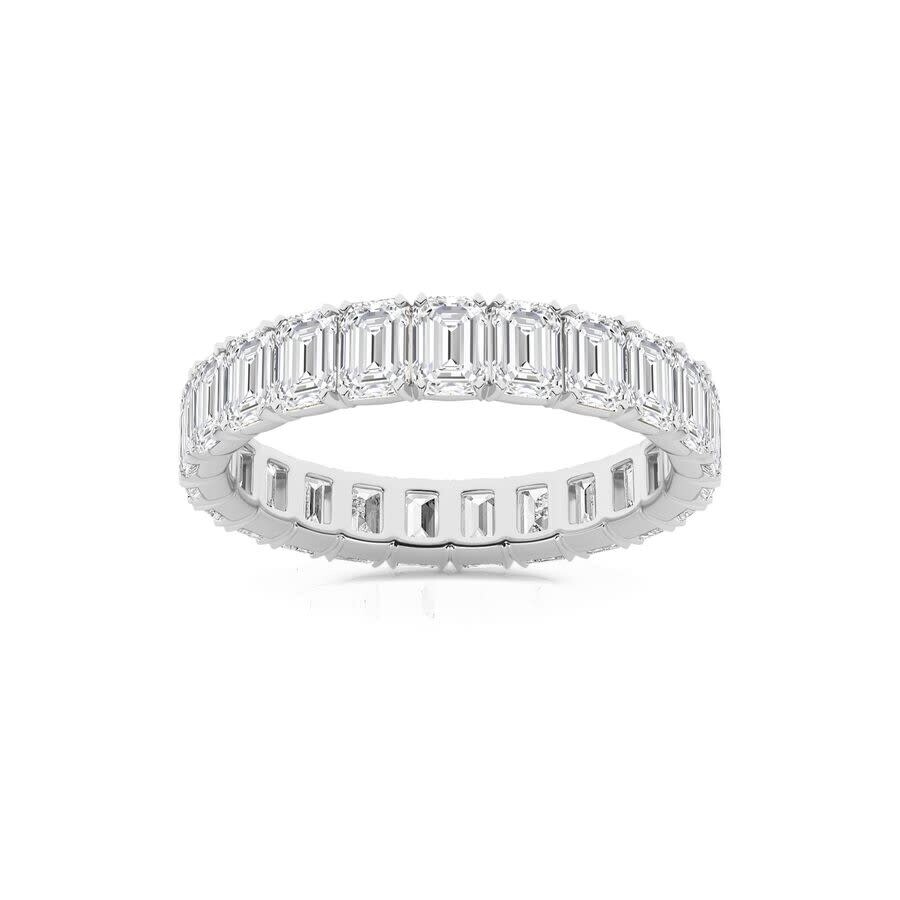 Brilliant Diamond 4 Carat Emerald Lab Grown Diamond Eternity Band For Women | 14k White Gold Wedding