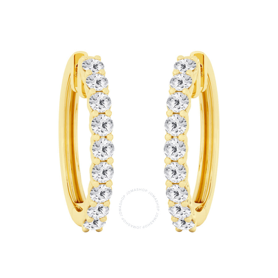 Brilliant Diamond 4 Carat Lab Grown Diamond Earrings For Women 14k Yellow Gold Hoop Earrings | (f-g