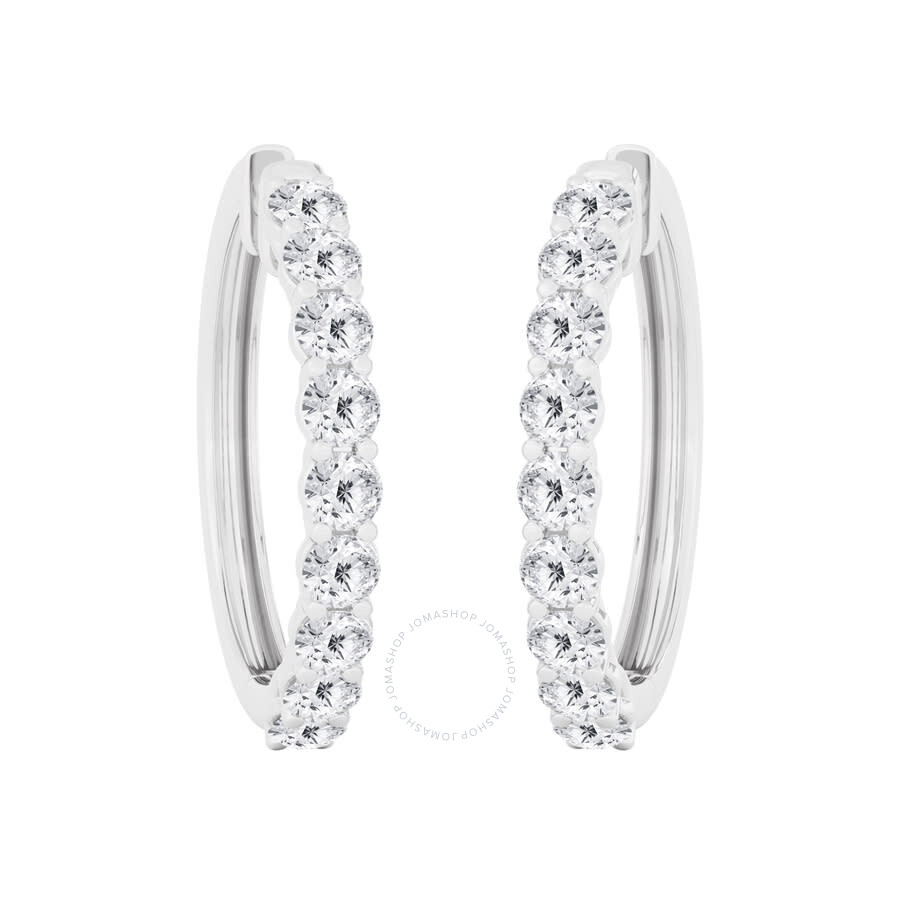 Brilliant Diamond 6 Carat Lab Grown Diamond Earrings For Women 14k White Gold Hoop Earrings | (f-g