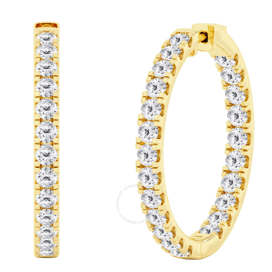 Brilliant Diamond 8 Carat Inside-out Lab Grown Diamond Earrings For Women 14k Yellow Gold Hoop Earri