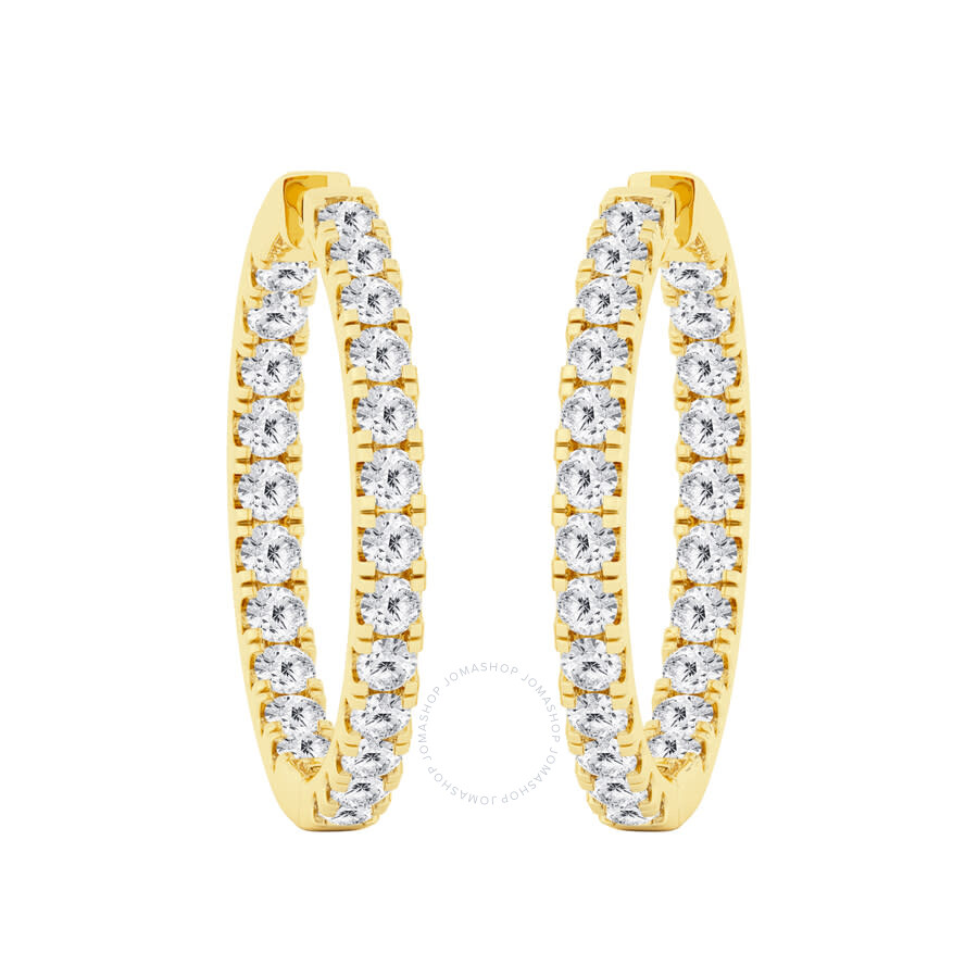 Brilliant Diamond 8 Carat Inside-out Lab Grown Diamond Earrings For Women 14k Yellow Gold Hoop Earri