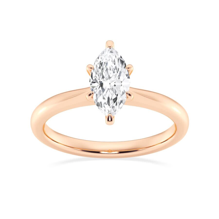 Brilliant Diamond Lab Grown 1 Carat Diamond Engagement Ring For Women Prong Set Solitaire Marquise