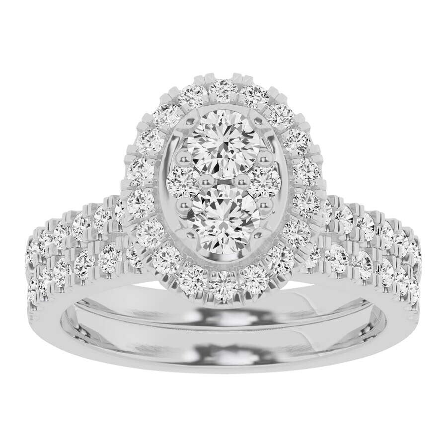 Brilliant Diamond Lab Grown 1.50 Ctw Diamond Oval Bridal Set In White