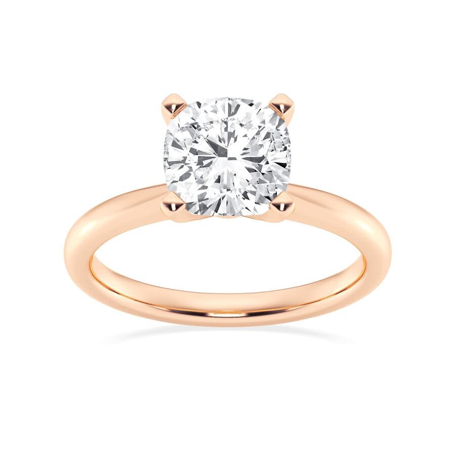 Brilliant Diamond Lab Grown 2 Carat Diamond Engagement Ring For Women Prong Set Solitaire Cushion C