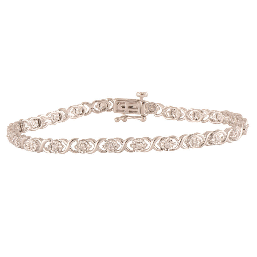 Brilliant Diamond Sterling Silver 0.25 Cttw Lab Grown Diamond Tennis Bracelet For Women In White