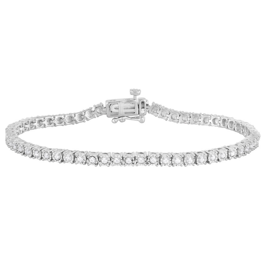 Brilliant Diamond Sterling Silver 0.25 Cttw Lab Grown Diamond Tennis Bracelet For Women In White