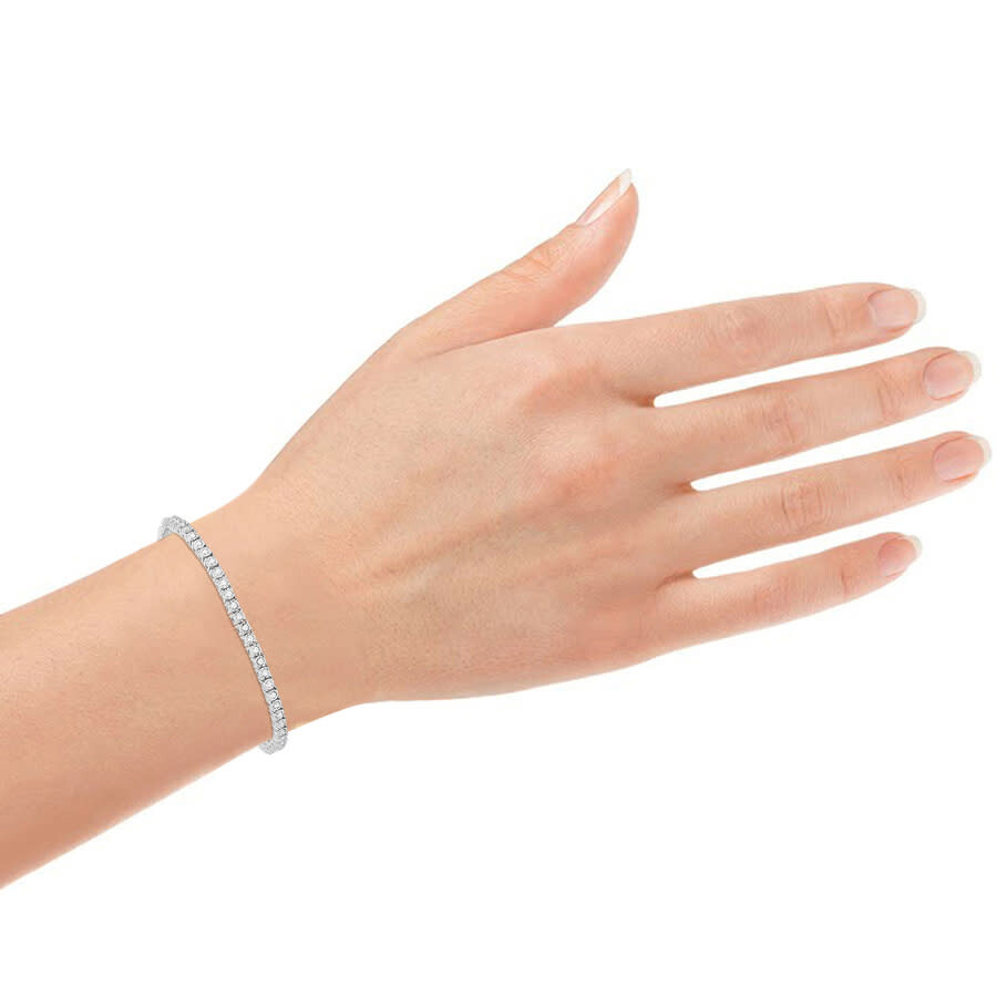 Brilliant Diamond Sterling Silver 0.25 Cttw Lab Grown Diamond Tennis Bracelet For Women In White