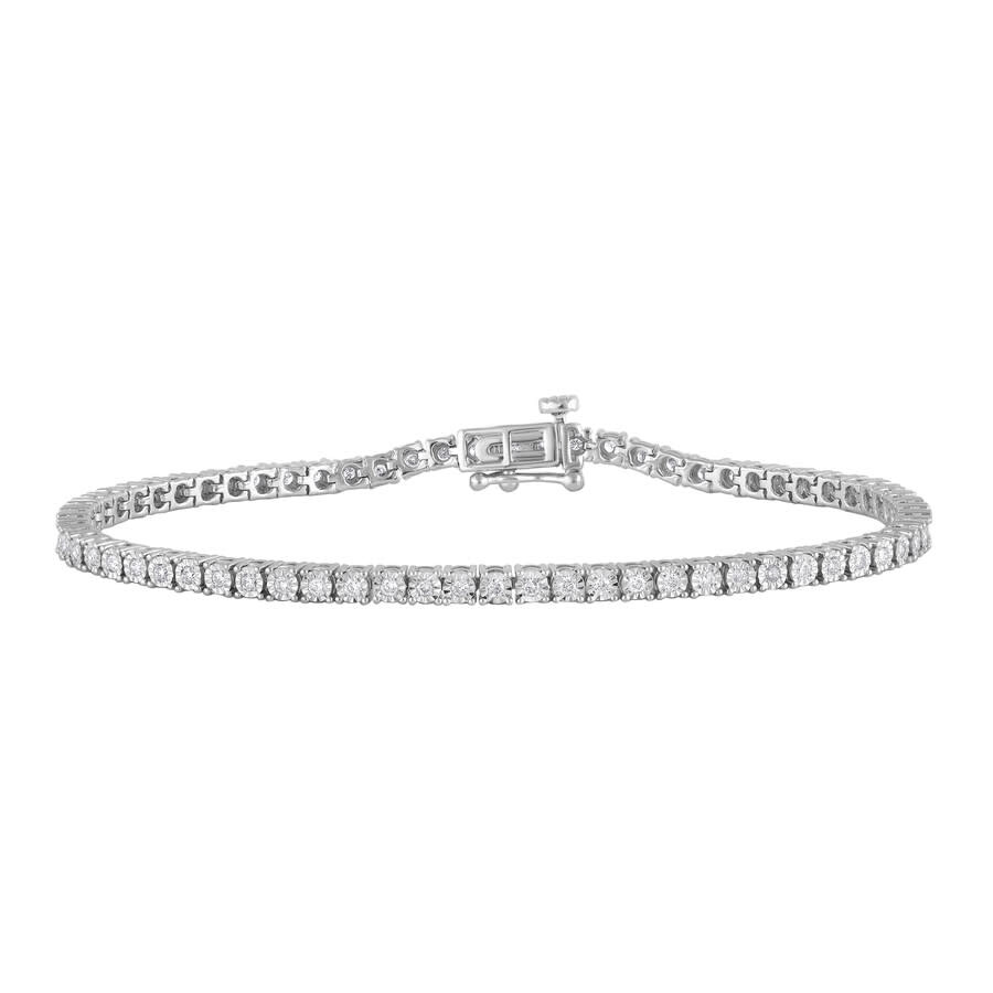 Brilliant Diamond Sterling Silver 0.75 Cttw Lab Grown Diamond Tennis Bracelet For Women In White